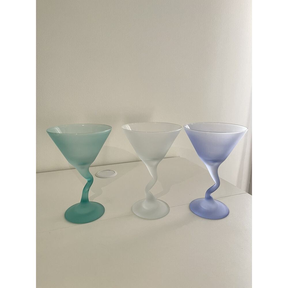 Libbey Watusi Coastal Martini Glass Set Of 6 Mid Century Pastel Retro Stemware - Picture 5 of 8